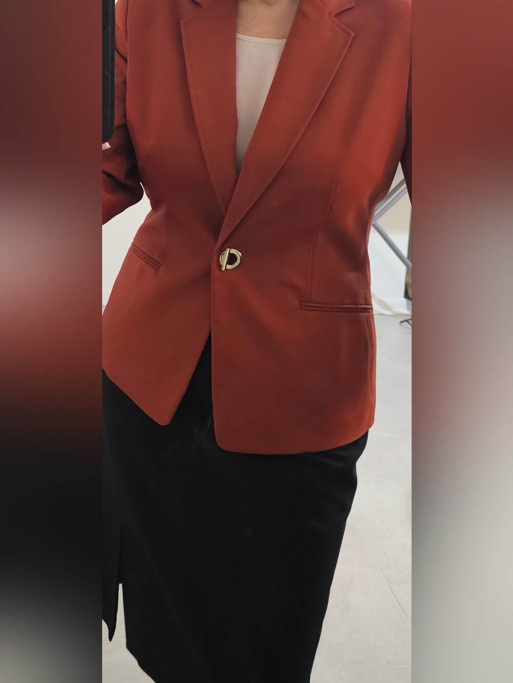 Kasper Rust-Red Single-Button Women's Blazer 10